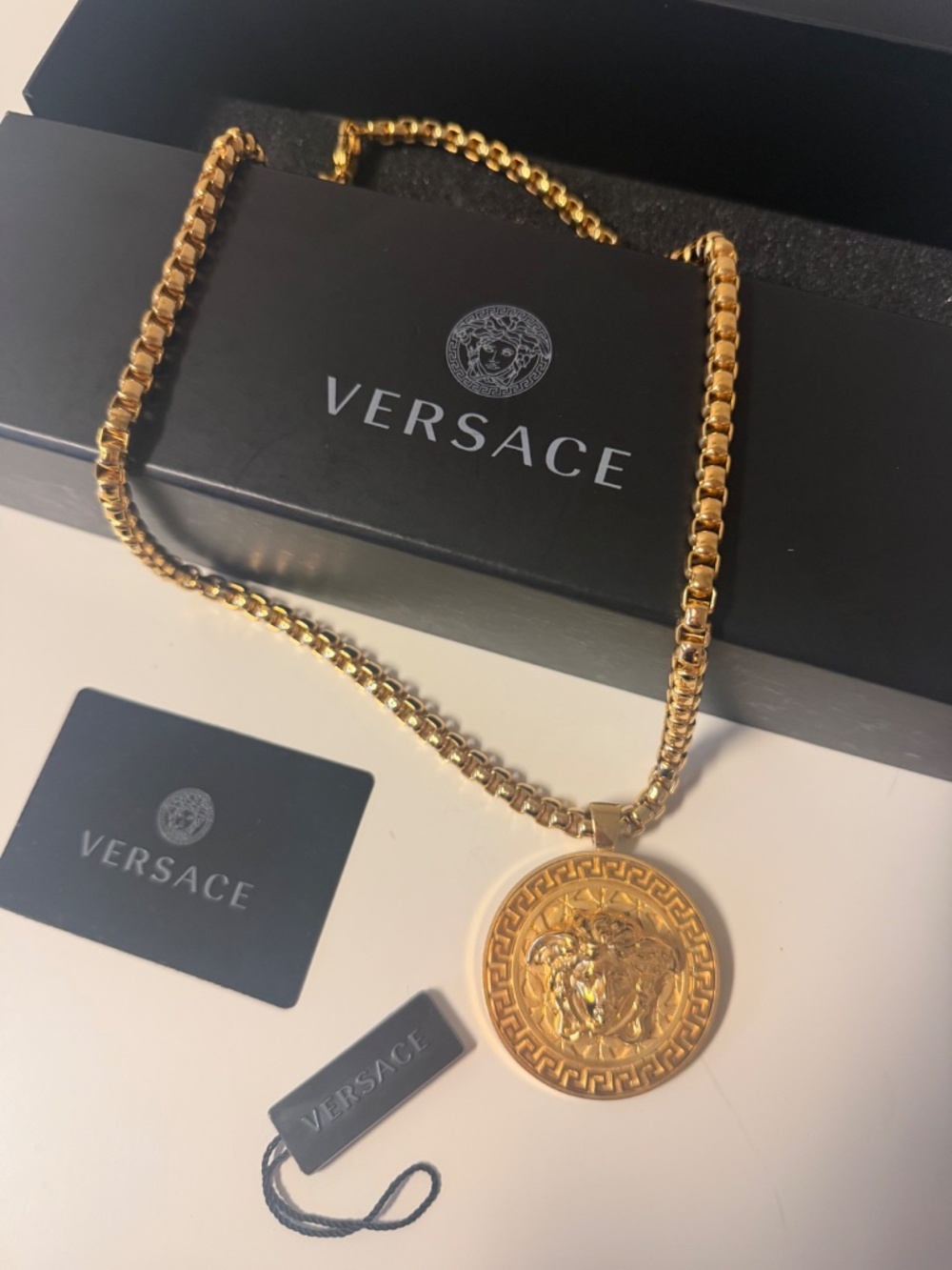 Versace goldtone medusa pendant and chain - Picture 7 of 8